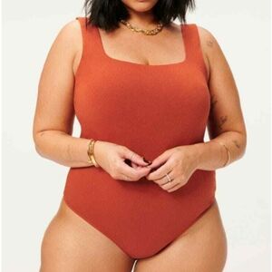 New Old Navy Women's Square Neck Bodysuit In Terracotta Size 4X